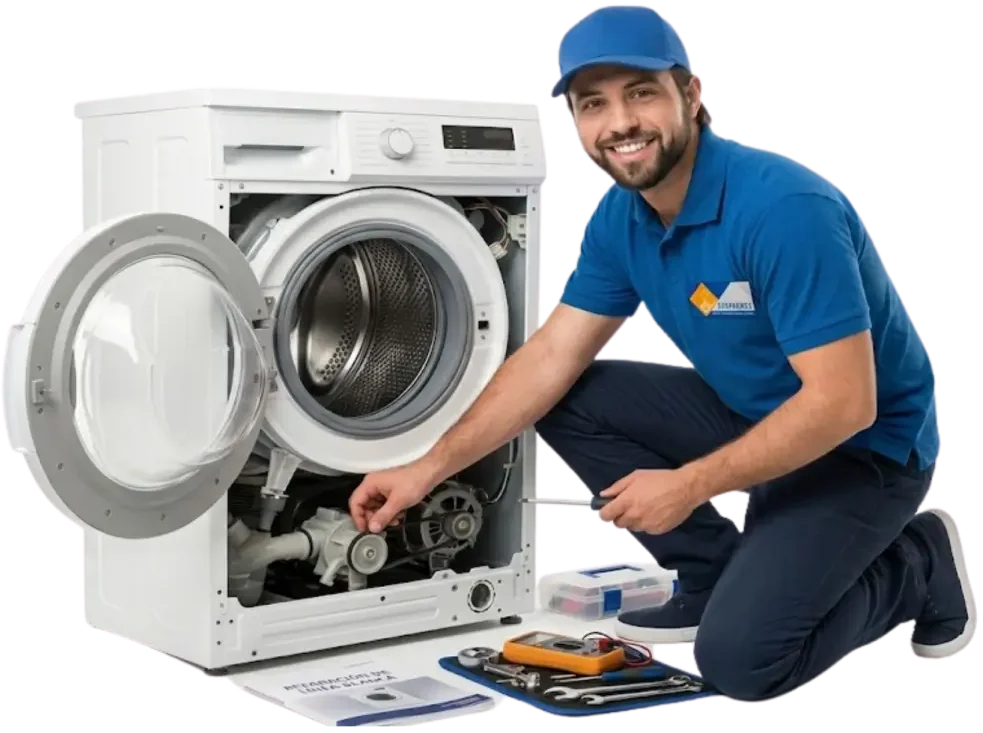 tecnico reparando lavadora Syrpromex e1779750624300
